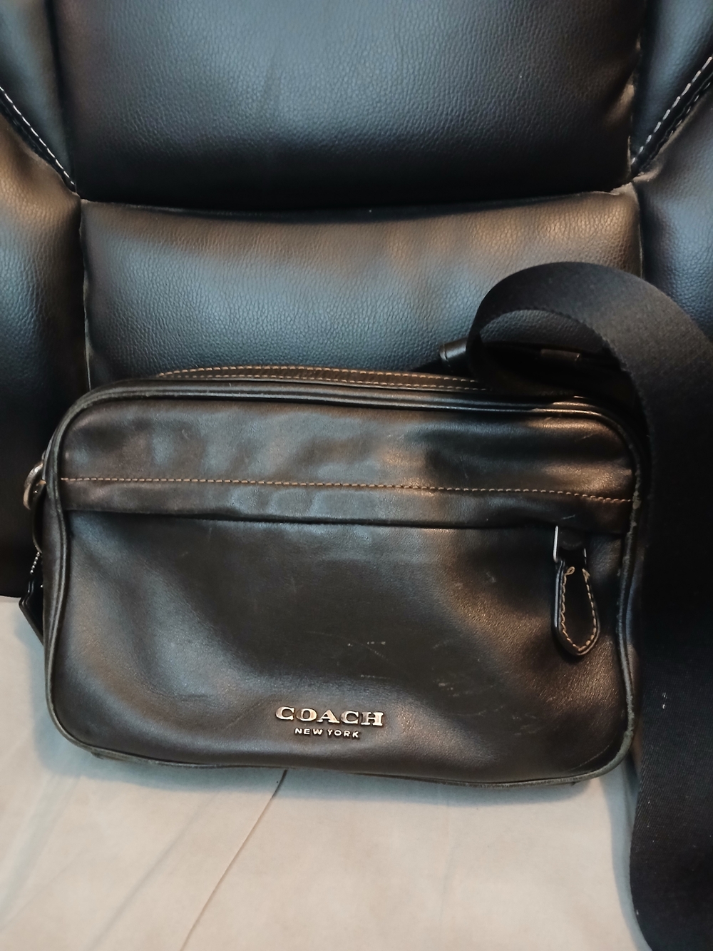 Coach Graham Black Leather Crossbody Bag